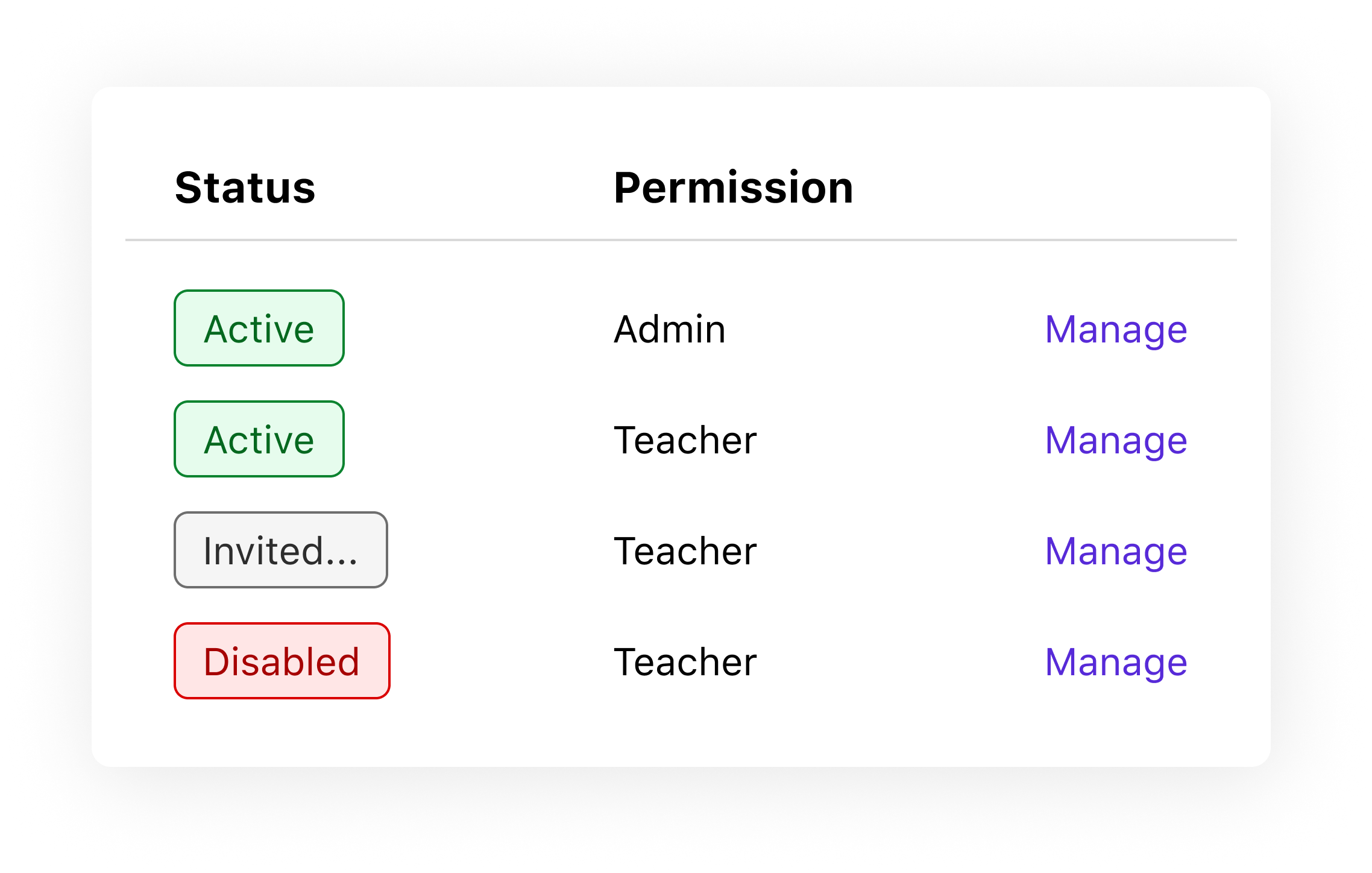 User management screenshot